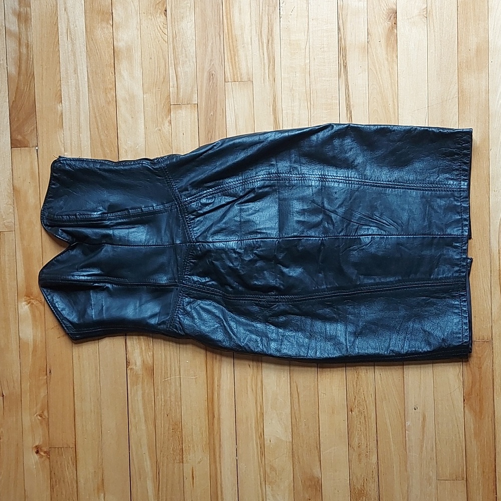 Vintage 1980s/1990s leather bustier dress with corset style lacing